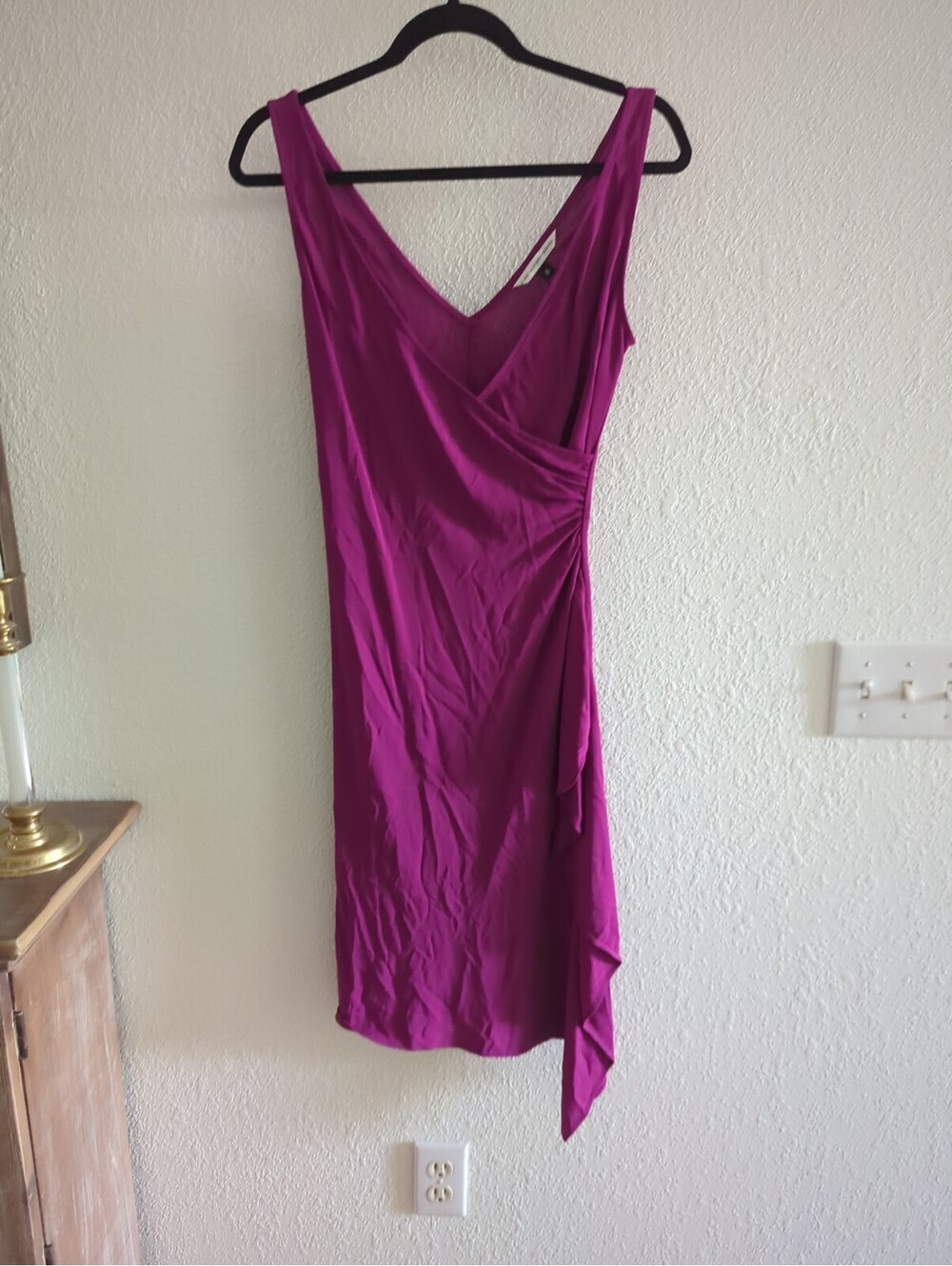 Diane Von Furstenberg Magenta Wrap-Style Sleeveless Dress
